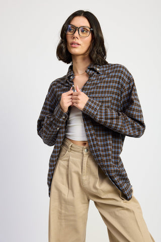 Trendy Cotton Oversized Plaid Shirt from Long Sleeve Top collection you can buy now from Fashion And Icon online shop