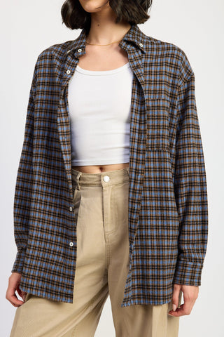 Trendy Cotton Oversized Plaid Shirt from Long Sleeve Top collection you can buy now from Fashion And Icon online shop