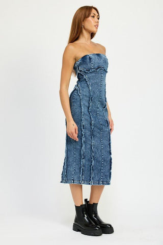 Tube Frayed Seam Midi Dress from Midi Dresses collection you can buy now from Fashion And Icon online shop