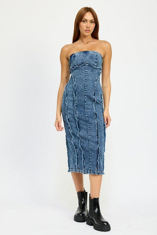 Tube Frayed Seam Midi Dress from Midi Dresses collection you can buy now from Fashion And Icon online shop