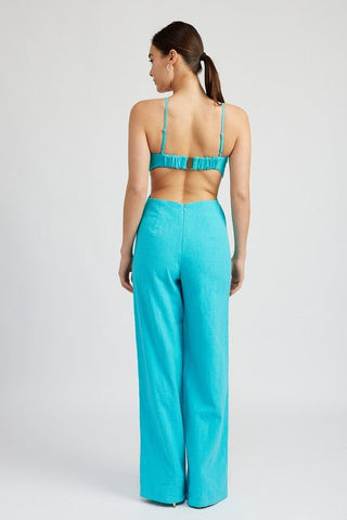 Turquoise Cut Out Jumpsuit from Jumpsuits collection you can buy now from Fashion And Icon online shop