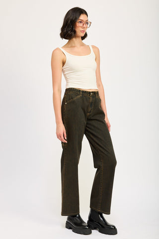 Vintage Wash Straight - Leg Denim Pants from Straight Jeans collection you can buy now from Fashion And Icon online shop