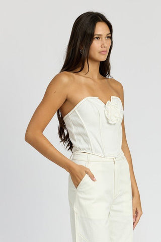 White Denim Corset Top from Blouses collection you can buy now from Fashion And Icon online shop