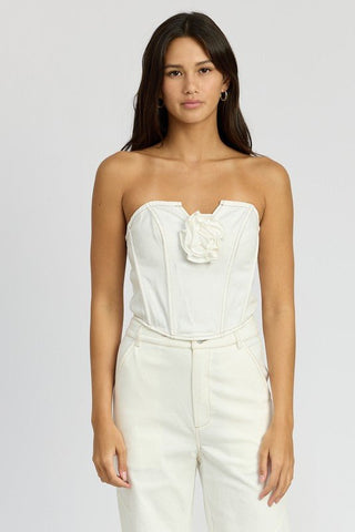 White Denim Corset Top from Blouses collection you can buy now from Fashion And Icon online shop