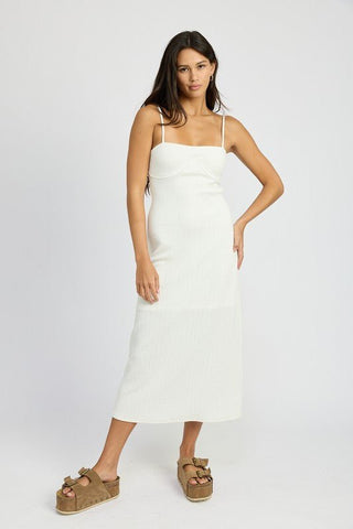 White Fitted Midi Dress from Midi Dresses collection you can buy now from Fashion And Icon online shop