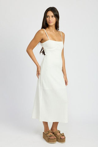 White Fitted Midi Dress from Midi Dresses collection you can buy now from Fashion And Icon online shop