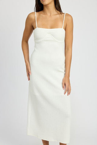 White Fitted Midi Dress from Midi Dresses collection you can buy now from Fashion And Icon online shop