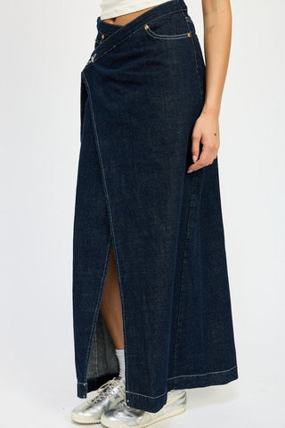 Wrapped Maxi Denim Skirt from Denim Skirts collection you can buy now from Fashion And Icon online shop