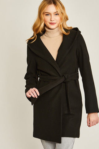 Belted Coat With Hoodie from Coats collection you can buy now from Fashion And Icon online shop