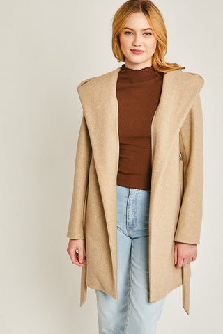 Belted Coat With Hoodie from Coats collection you can buy now from Fashion And Icon online shop