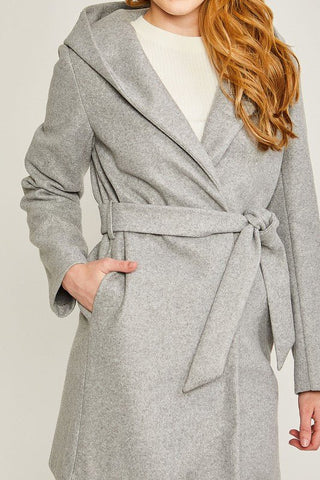 Belted Coat With Hoodie from Coats collection you can buy now from Fashion And Icon online shop