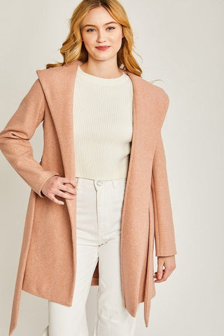 Belted Coat With Hoodie from Coats collection you can buy now from Fashion And Icon online shop