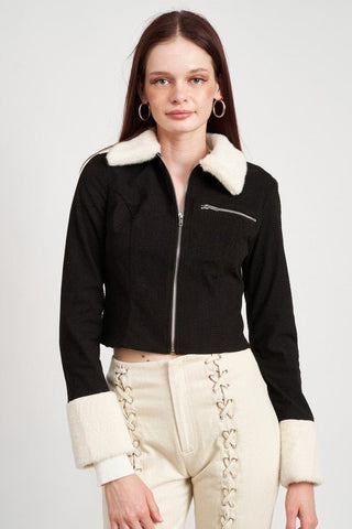 Black Crop Jacket from Jackets collection you can buy now from Fashion And Icon online shop