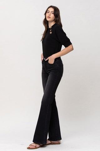 Black High Rise Relax Flare Jeans from Jeans collection you can buy now from Fashion And Icon online shop