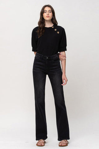 Black High Rise Relax Flare Jeans from Jeans collection you can buy now from Fashion And Icon online shop