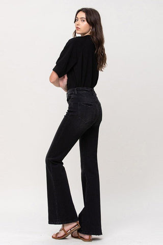 Black High Rise Relax Flare Jeans from Jeans collection you can buy now from Fashion And Icon online shop