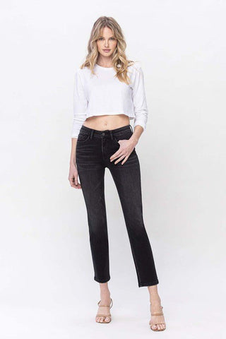 Black Mid Rise Straight Jeans from Jeans collection you can buy now from Fashion And Icon online shop