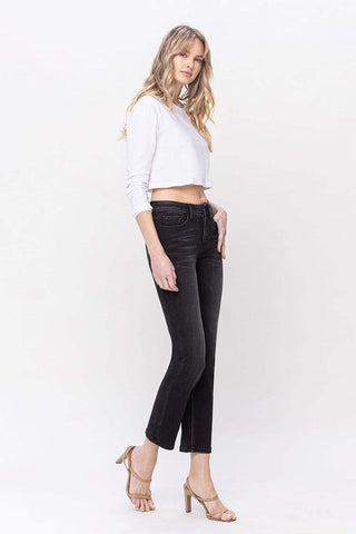 Black Mid Rise Straight Jeans from Jeans collection you can buy now from Fashion And Icon online shop