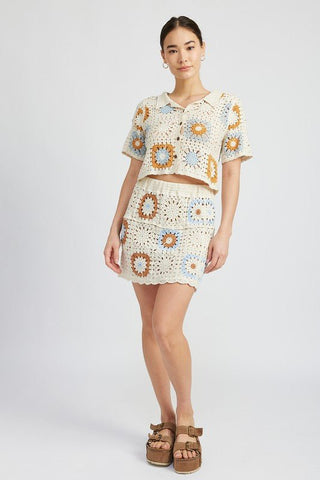 Crochet Mini Skirt from Mini Skirt collection you can buy now from Fashion And Icon online shop