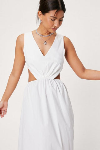 Cut Out Detail Poplin Midi Tea Dress from Maxi Dresses collection you can buy now from Fashion And Icon online shop