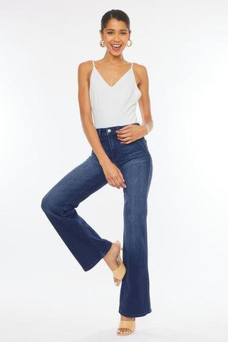 Dark Wash High Rise Relax Flare Jeans from Jeans collection you can buy now from Fashion And Icon online shop