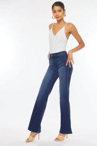 Dark Wash High Rise Relax Flare Jeans from Jeans collection you can buy now from Fashion And Icon online shop