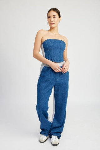 Denim Corset Top from Crop Tops collection you can buy now from Fashion And Icon online shop