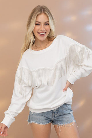 Embellished Fringed Pullover from Sweatshirts collection you can buy now from Fashion And Icon online shop