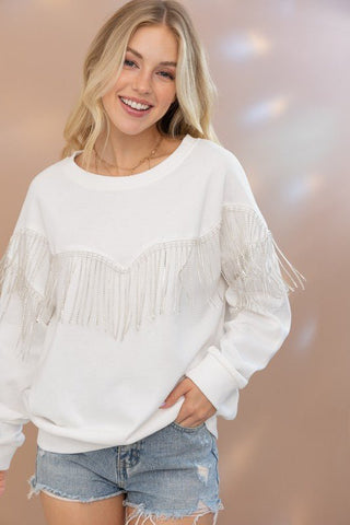 Embellished Fringed Pullover from Sweatshirts collection you can buy now from Fashion And Icon online shop