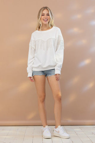 Embellished Fringed Pullover from Sweatshirts collection you can buy now from Fashion And Icon online shop