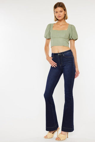 High Rise Dark Wash Flare Jeans from Jeans collection you can buy now from Fashion And Icon online shop