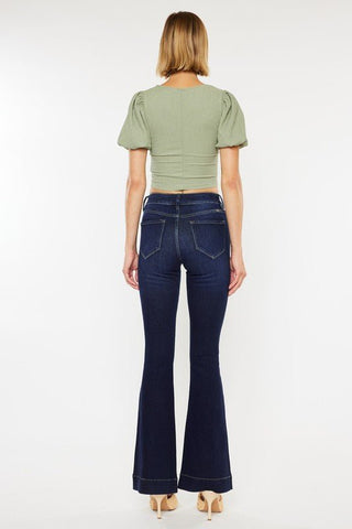 High Rise Dark Wash Flare Jeans from Jeans collection you can buy now from Fashion And Icon online shop