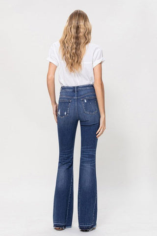 High Rise Raw Hem Flare Jeans from Jeans collection you can buy now from Fashion And Icon online shop