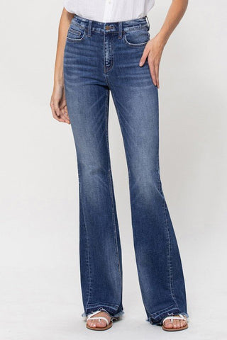 High Rise Raw Hem Flare Jeans from Jeans collection you can buy now from Fashion And Icon online shop