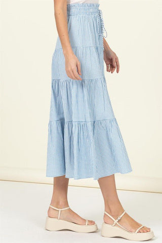 High-Waist Gingham Print Midi Skirt from Maxi Skirts collection you can buy now from Fashion And Icon online shop