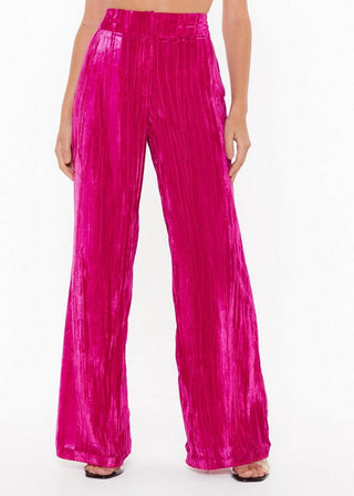 Hot Pink Velvet Wide Leg Pants from Pants collection you can buy now from Fashion And Icon online shop