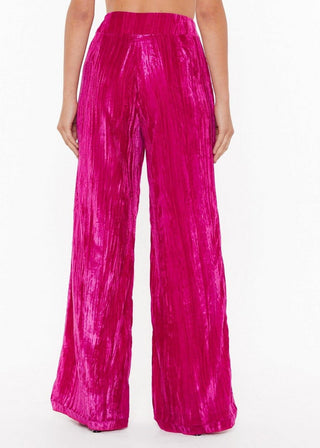 Hot Pink Velvet Wide Leg Pants from Pants collection you can buy now from Fashion And Icon online shop