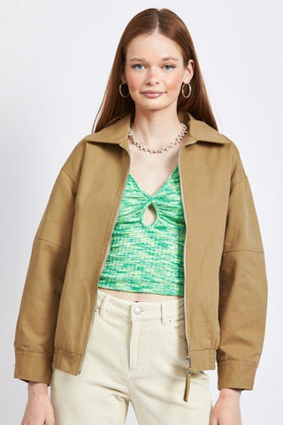 Khaki Oversized Bomber Jacket from Casual jacket collection you can buy now from Fashion And Icon online shop