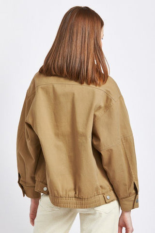 Khaki Oversized Bomber Jacket from Casual jacket collection you can buy now from Fashion And Icon online shop