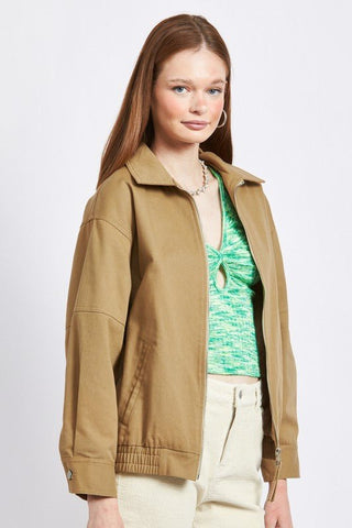 Khaki Oversized Bomber Jacket from Casual jacket collection you can buy now from Fashion And Icon online shop