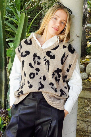 Leopard Sweater Vest from Knit Vests collection you can buy now from Fashion And Icon online shop