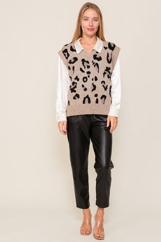 Leopard Sweater Vest from Knit Vests collection you can buy now from Fashion And Icon online shop