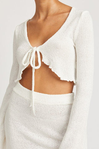 Long Sleeve Tie Front Crop Top from collection you can buy now from Fashion And Icon online shop