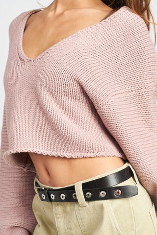 Long Sleeve V Neck Crop Top from Sweaters collection you can buy now from Fashion And Icon online shop