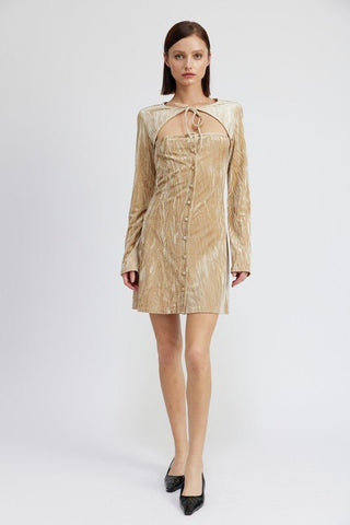 Long Sleeve Velvet Mini Dress from Mini Dresses collection you can buy now from Fashion And Icon online shop