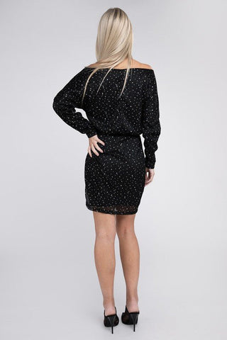 Off Shoulder Sequin Dress from Mini Dresses collection you can buy now from Fashion And Icon online shop