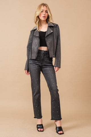 Rhinestone Moto Jacket from Embellished Jacket collection you can buy now from Fashion And Icon online shop