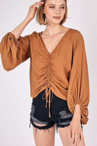 Ruched Tie Front Crop Top from Blouses collection you can buy now from Fashion And Icon online shop