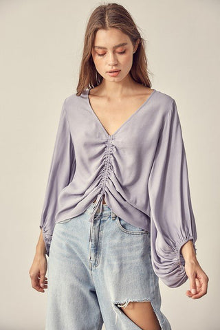 Ruched Tie Front Crop Top from Blouses collection you can buy now from Fashion And Icon online shop