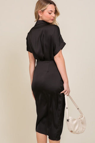 Satin Wrap Dress from Midi Dresses collection you can buy now from Fashion And Icon online shop